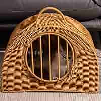 Amazon | 猫 ハウス キャットハウス 藤編み 出かける 通気性